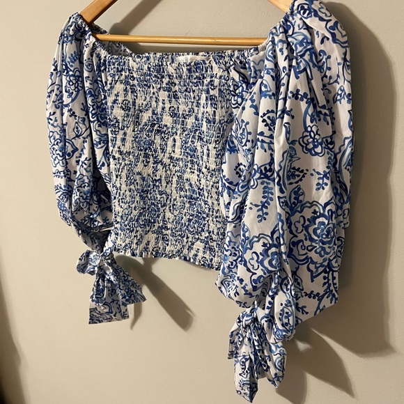 Caroline Constas Finley Paisley Puff Sleeve Top Small - Picture 5 of 11